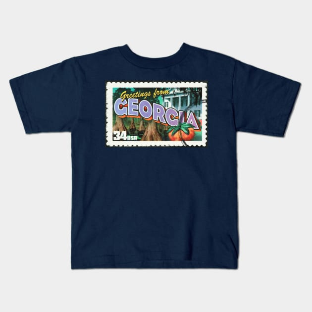 Georgia State Pride Tee - Vintage Postage Stamp Design, Casual Comfortable Shirt, Perfect Souvenir or Gift Kids T-Shirt by TeeGeek Boutique